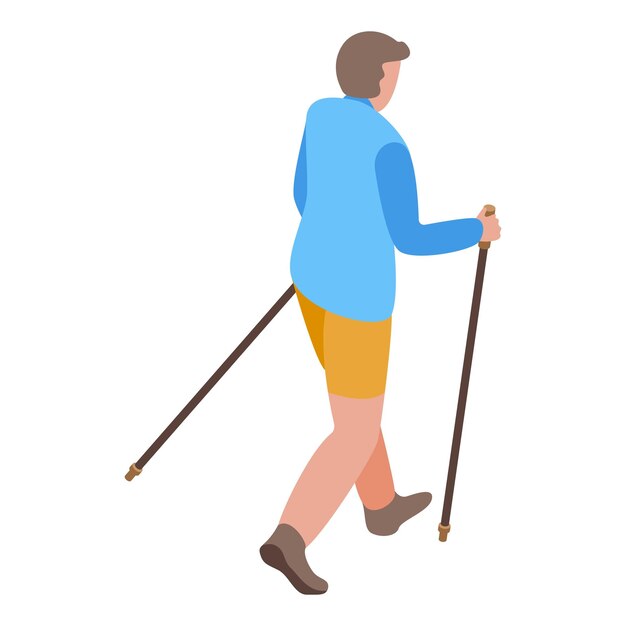 Fitness nordic walking icon Isometric of fitness nordic walking vector icon for web design isolated on white background