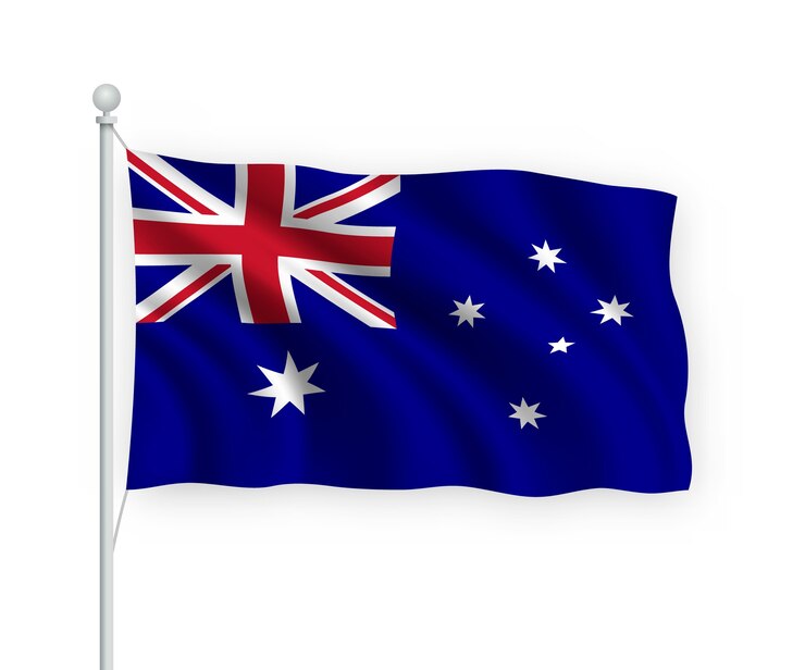 flag Australia on flagpole Isolated on white