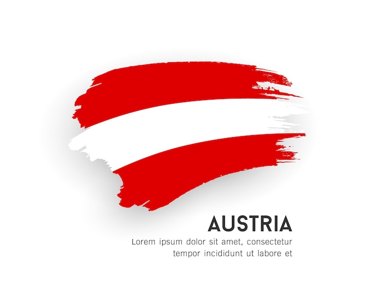 Vector flag of austria, brush stroke design isolated on white background, eps10 vector illustration