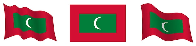 flag of Maldives in static position and in motion fluttering in wind in exact colors and sizes on