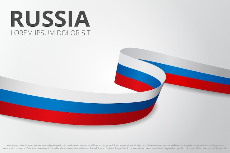 Vector flag of russia background. russian ribbon. card layout design. vector illustration.