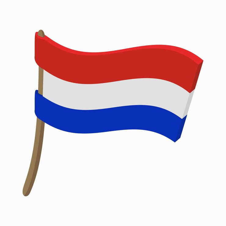 Vector flag of the netherlands icon in cartoon style on a white background