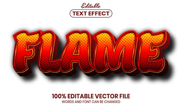 Flame text, font style editable text effect