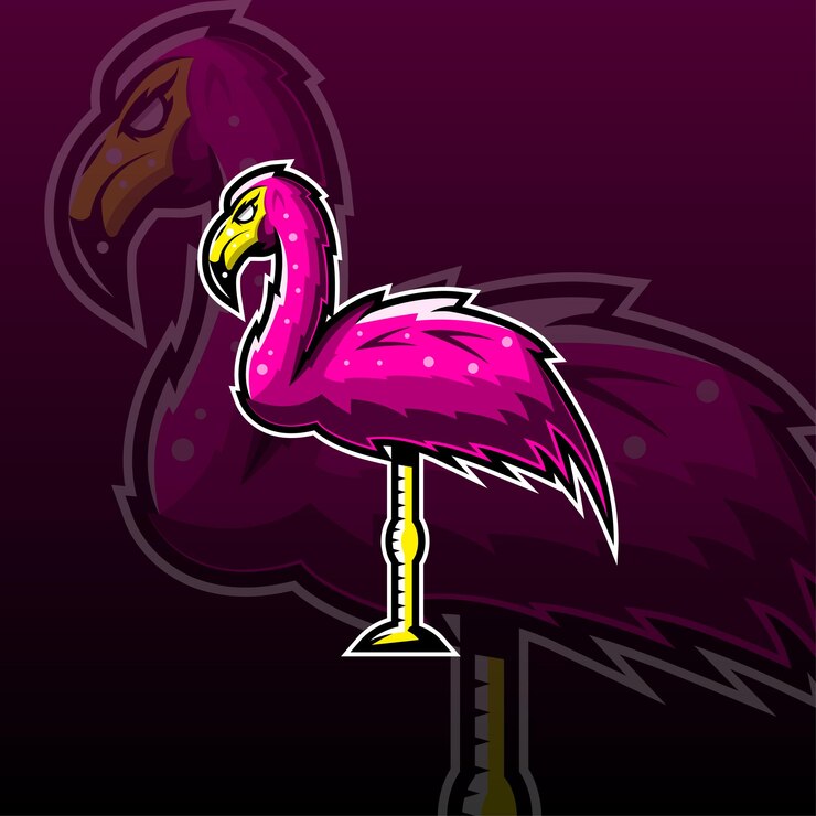 Vector flamingo mascot bird purple vector talisman tropic wild