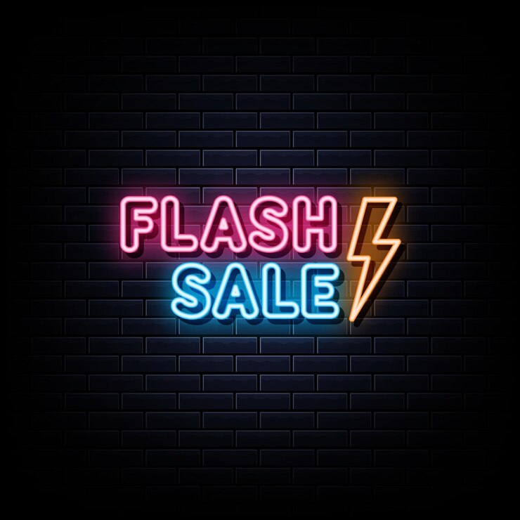 Vector flash sale neon sign design element light banner