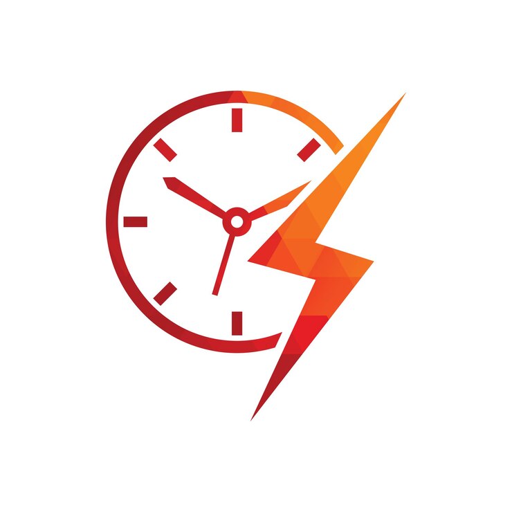 Flash time vector logo design Thunder time logo icon vector