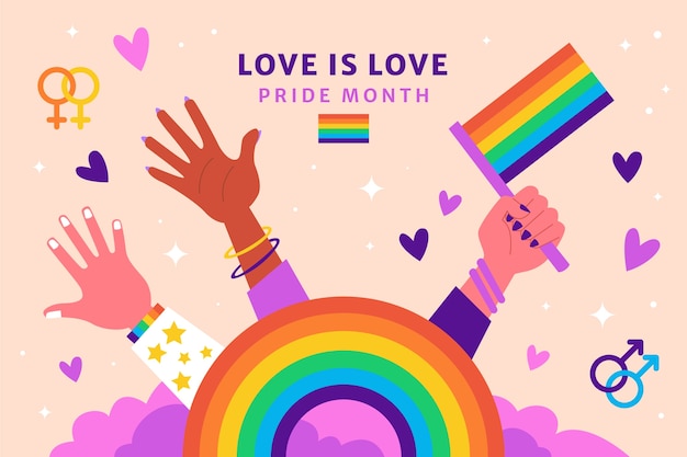 Flat background for pride month celebrations