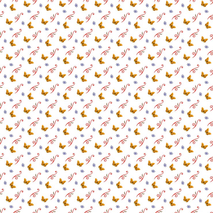 Vector flat butterflies pattern with leaf