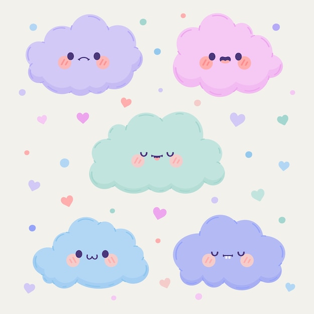 flat clouds collection illustration