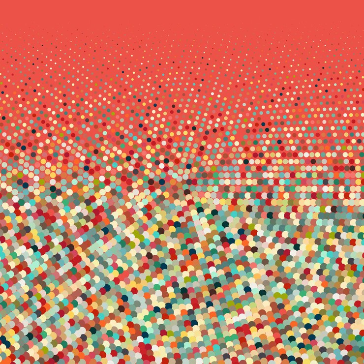 Vector flat colored ornament with retro halftone dots