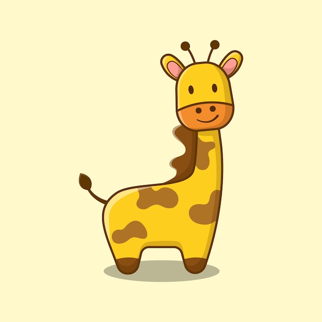 flat cute little cartoon giraffe standing