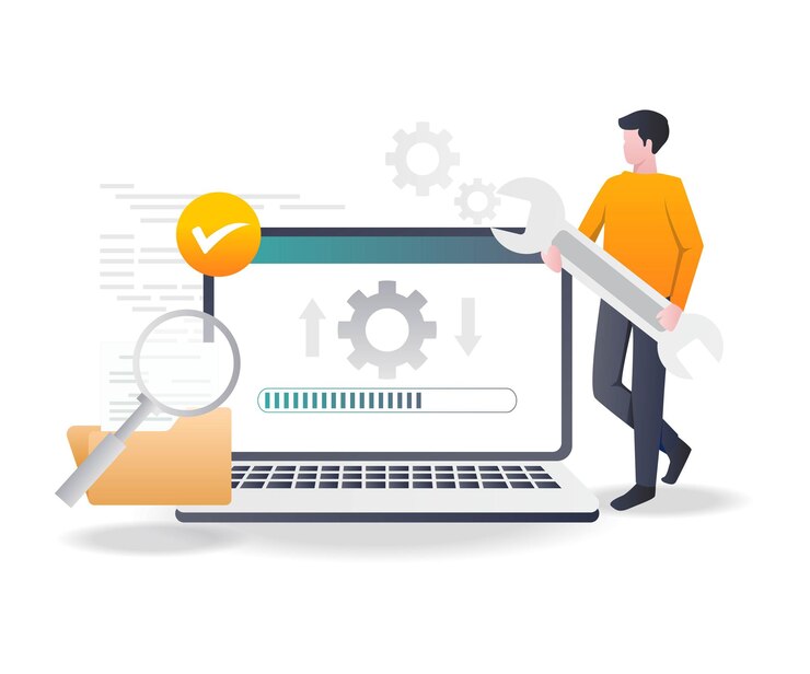 Vector flat design concept  update and maintenance