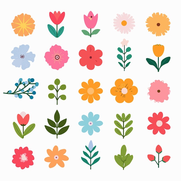 Flat design flower set collection minimal flat
