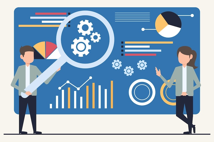 Vector flat design modern vector illustration concept of business analysis
