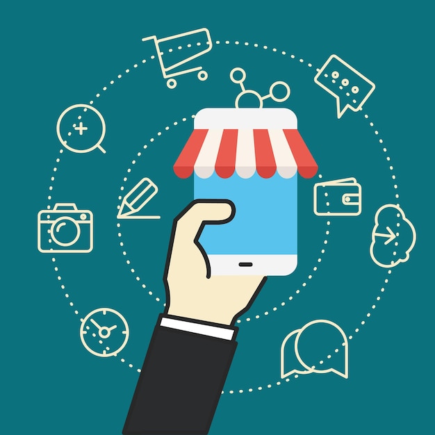 Flat design modern web shopping concept
