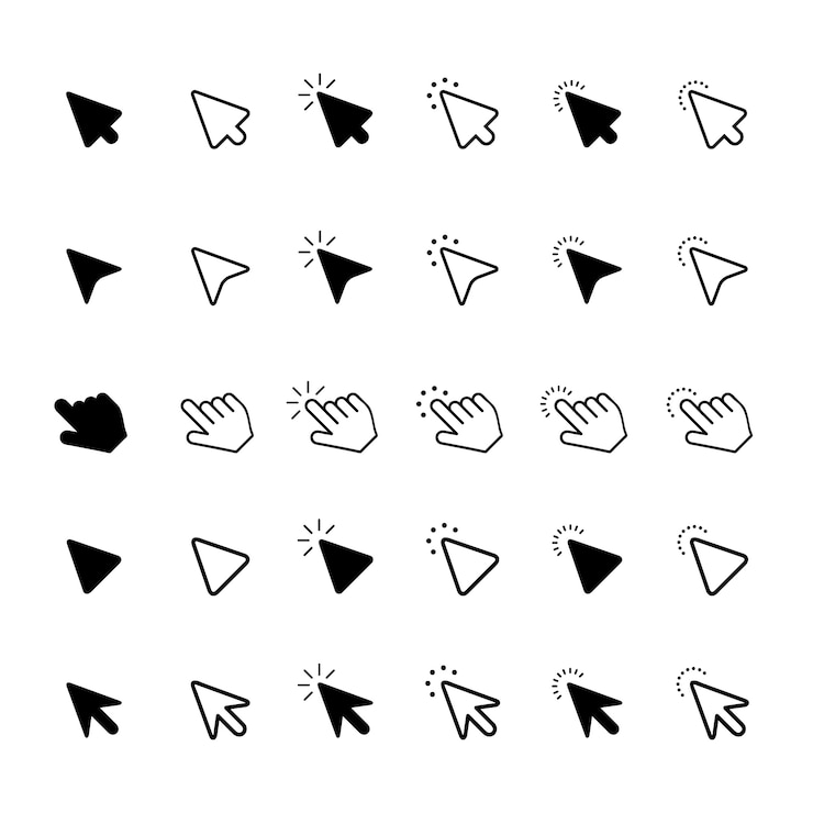 Vector flat design mouse cursor set