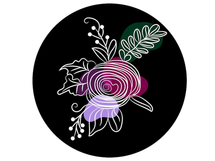 Vector flat design of linear leaves and flowers