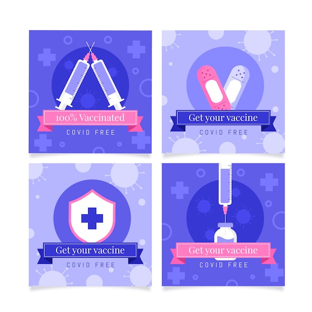 Flat design vaccination instagram posts