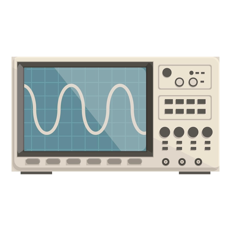 Vector flat design vector of a modern digital oscilloscope for electronic measurements
