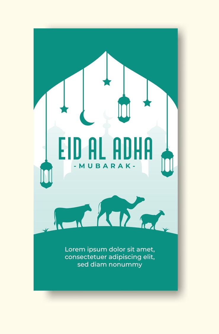 Vector flat eid al adha mubarak for social media stories