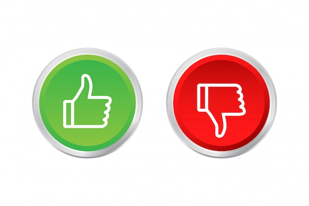 flat green button on red background. ok sign. trumb up, great design for any purposes. social media concept. stock illustration.