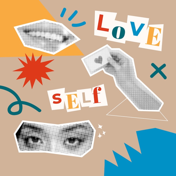Vector flat halftone collage elements collection