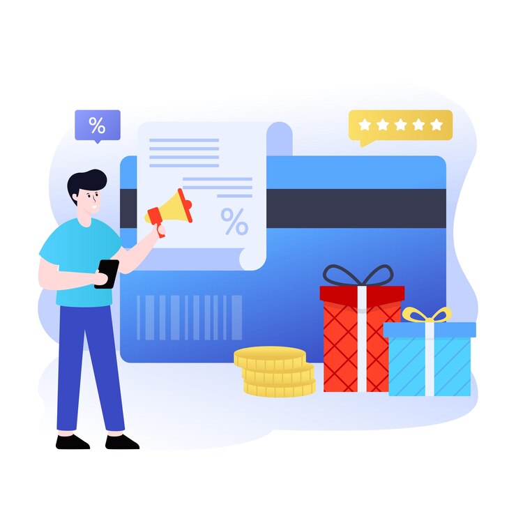 Vector flat illustration denoting online rewards editable design
