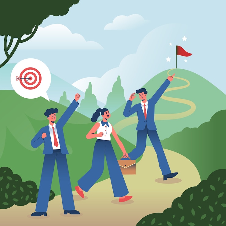 Vector flat leadership concept illustration
