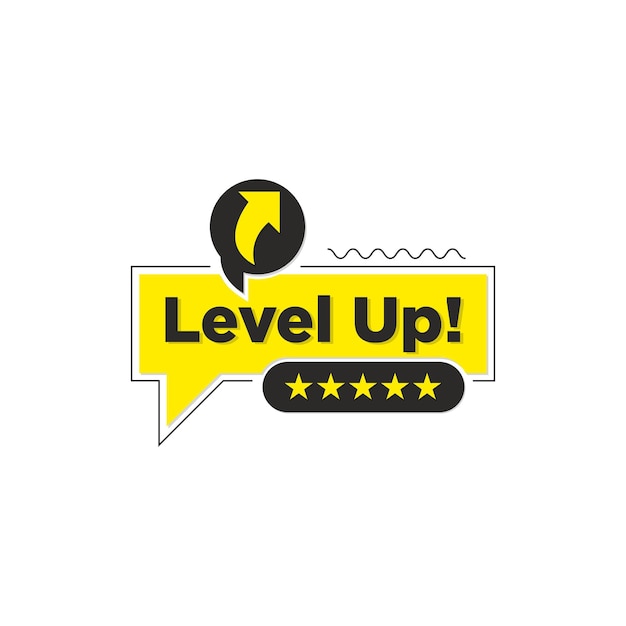 flat level up text logo design level up word with direction arrow vector