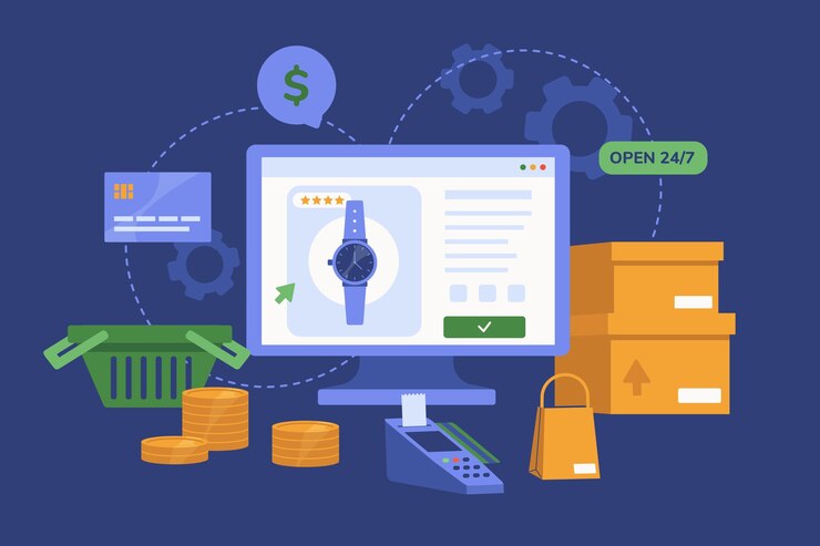 Vector flat online business background