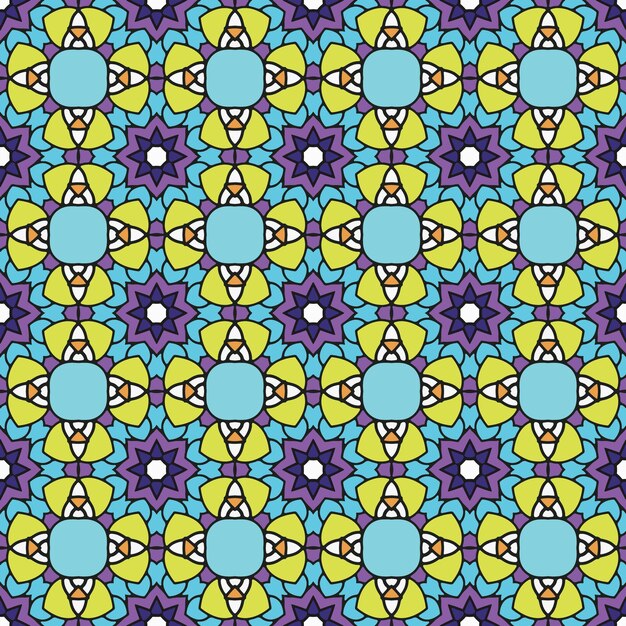 Flat ornamental seamless arabic pattern set