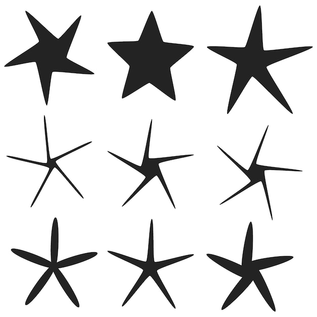 flat star shape decoration elements set vector