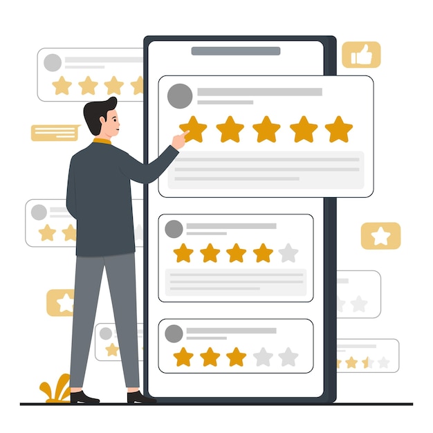 Flat vector customer review feedback concept illustration