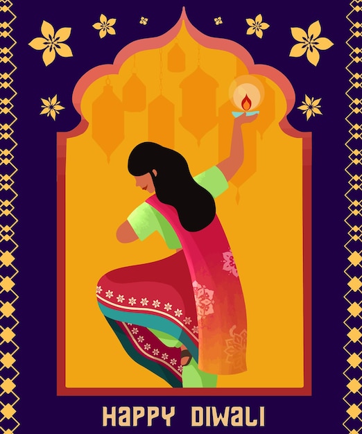 Flat vector Diwali concept in flat design