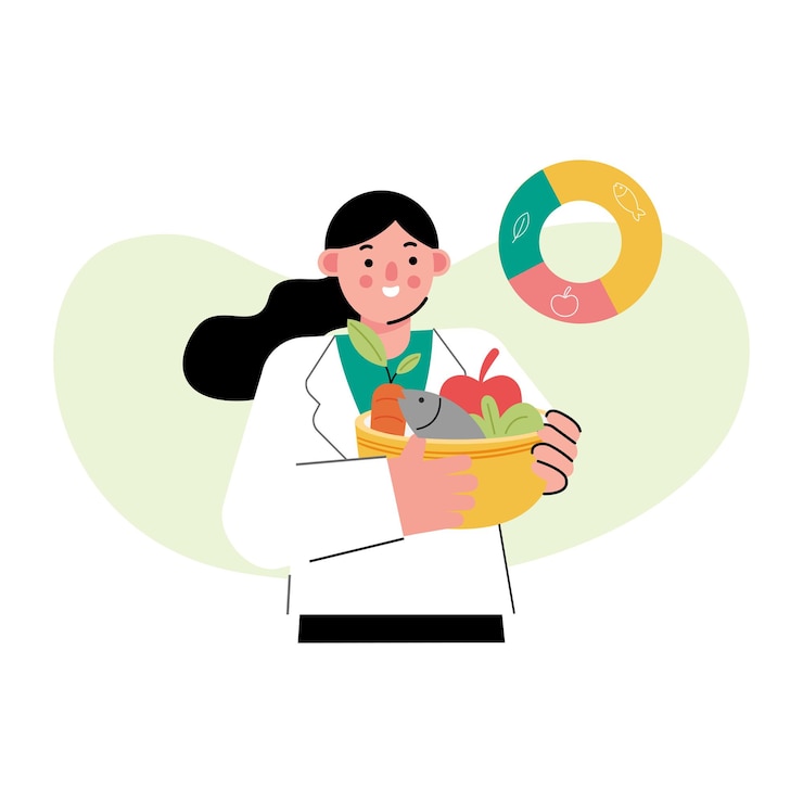 Vector flat vector women nutritionist concept