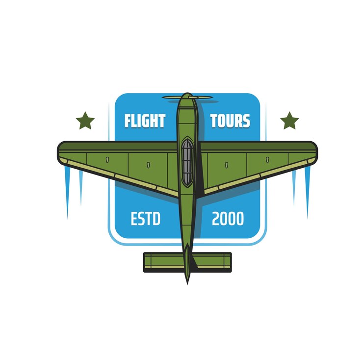 Vector flight tours icon, airplane travel or avia tourism
