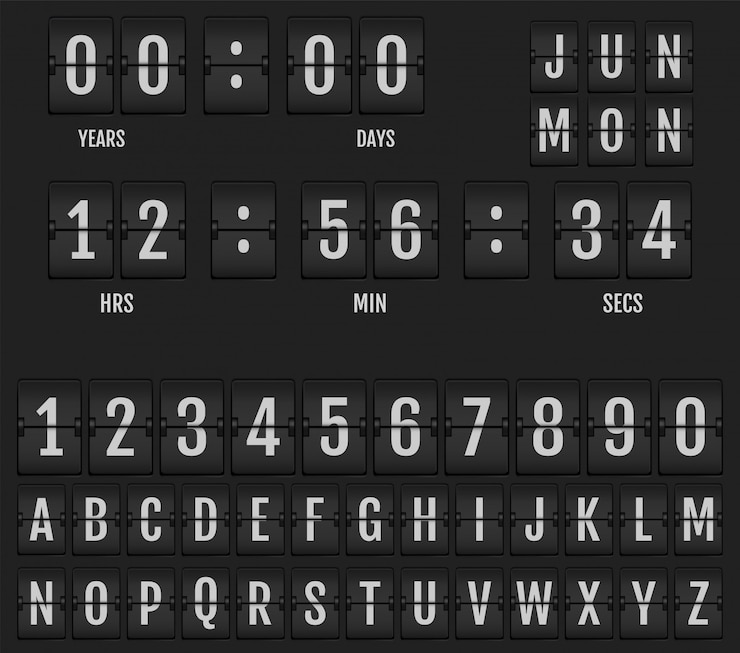 Vector flip table clock calendar and timer.