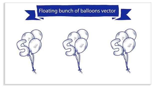 Floating bunch of balloons vector