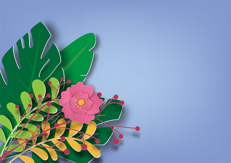 Vector floral and leaves paper art stylish vector illustration