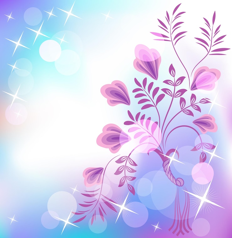 Vector floral background with boke and shiny stars