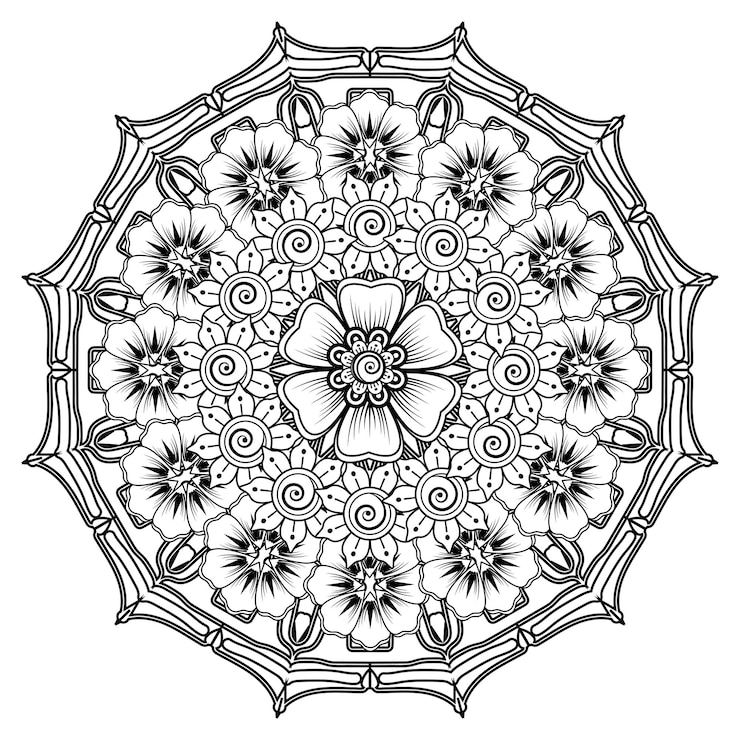 Vector floral background with mehndi flower. decorative ornament in ethnic oriental style. coloring book.