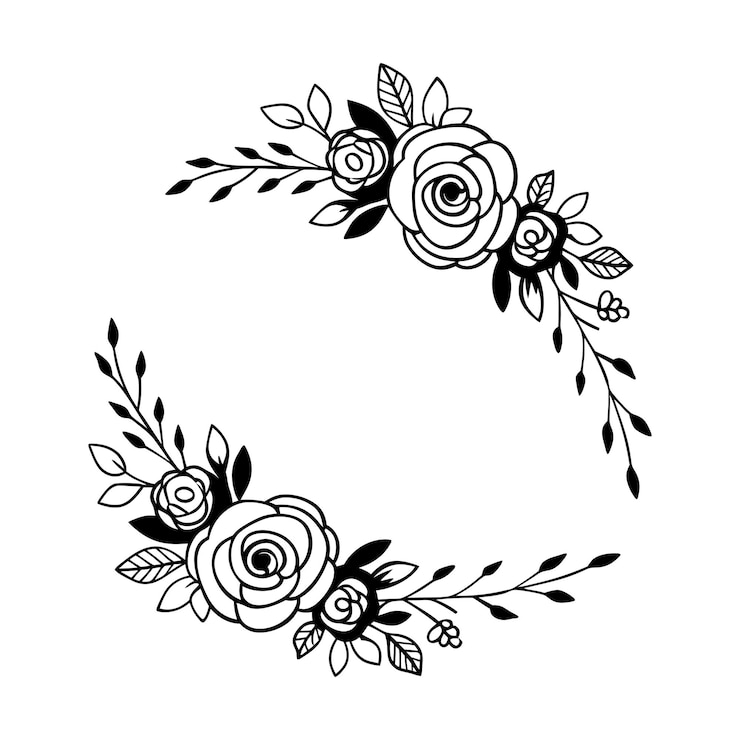 Vector floral borders with roses and laurel leaves svg
