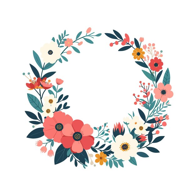 Floral frame with a flower wreath and a Floral frame for wedding invites greeting card template