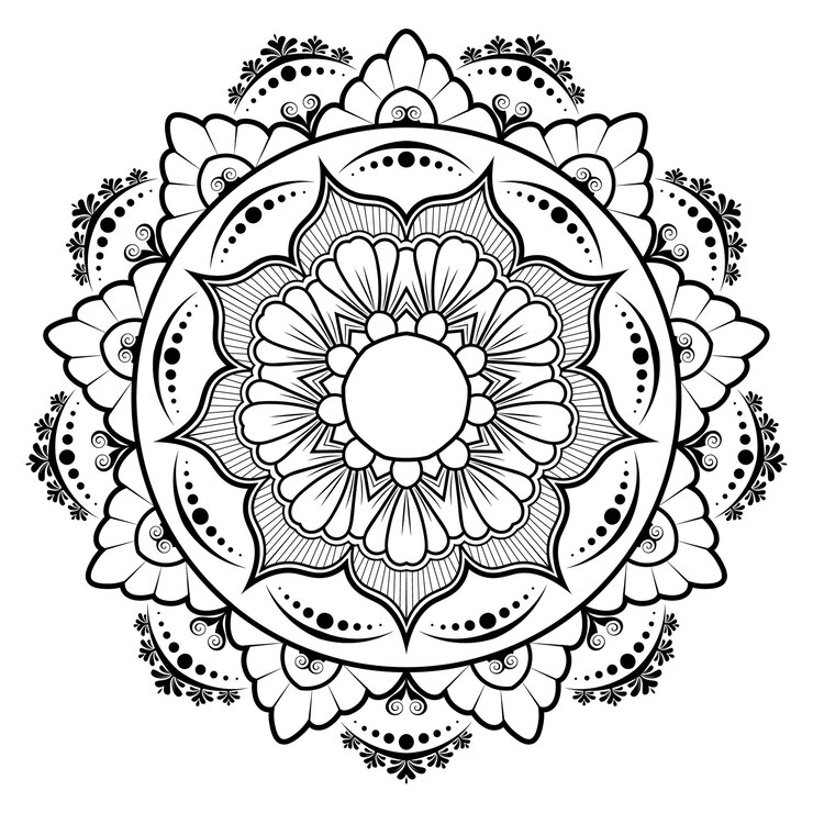 Vector floral luxury ornamental pattern henna mandala art for coloring book