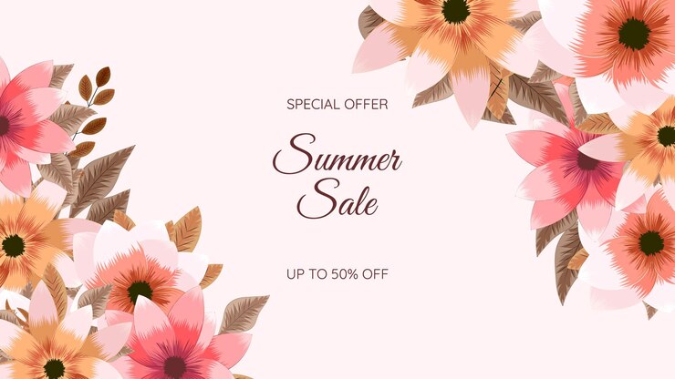 Vector floral mega savings discounts sale off shopping background label template with soft natural flowers