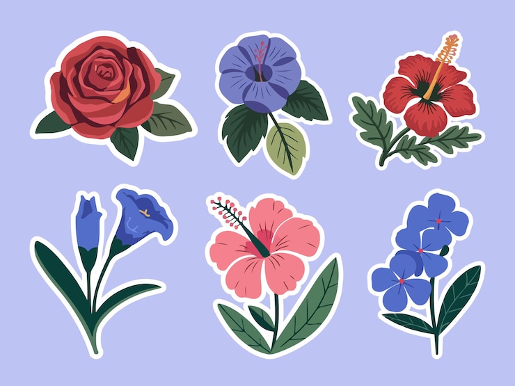 Vector floral stickers collection
