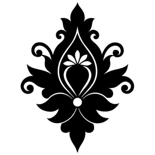 Floral vector ornament black color silhouette white background 141