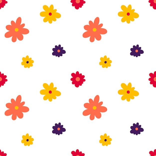 floral vintage seamless pattern summer vector background hippie flower power retro textile print