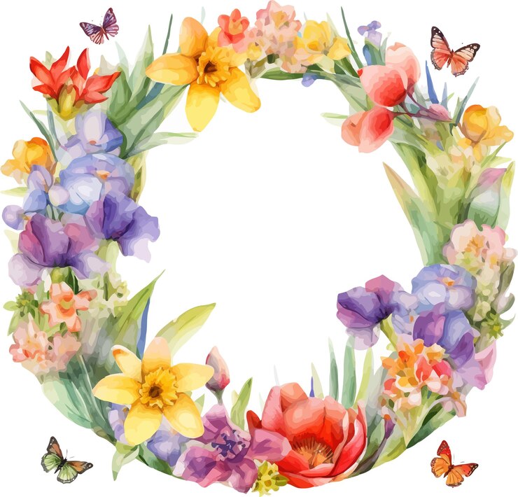 Flower Frame Illustration Vector Watercolor Clipart