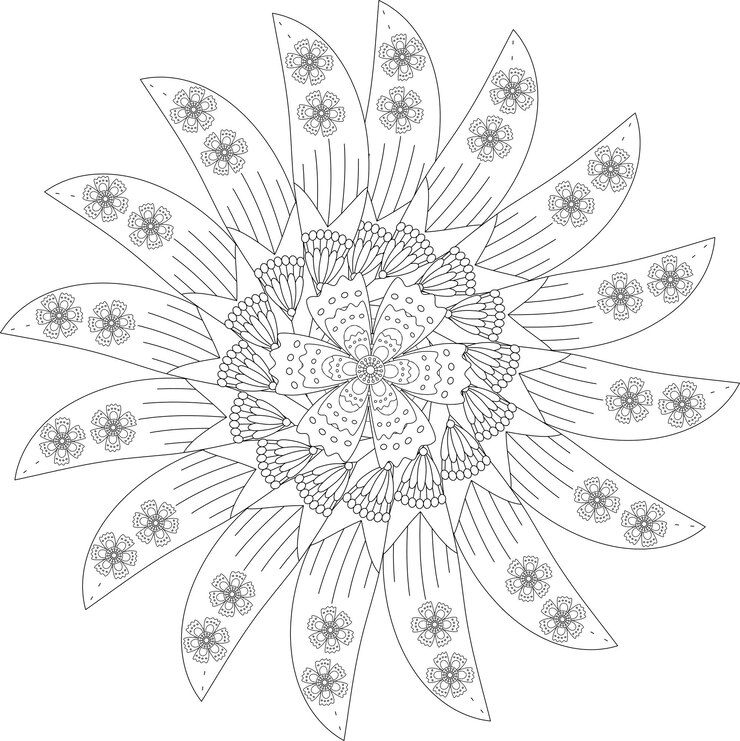 Vector flower mandala coloring page